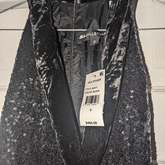 Black sequin Jumpsuit with velvet lapel and belt from Jill Stuart size 0 - Picture 3 of 3